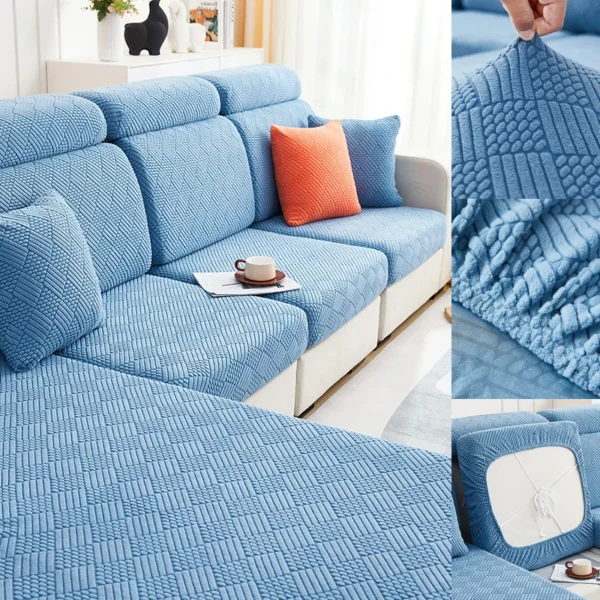 thick jacquard plush sofa cushion cover chalse long back cushion slipcover stretch protector for 1/2/3/4 seat couch cover