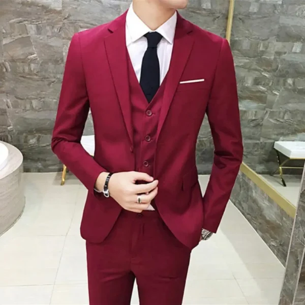 3 Pieces Wedding Business Men Formal Suit Men Vest Blazer Pants Set Wedding Suits For Men Elegant Blazers Set Vest Pants Coat - Image 2