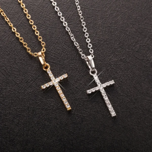 Fashion Silver Color Girls Hammer Pattern Necklace Simple Individuality Cross Shaped Pendant Women's Gift Boutique Jewelry - Image 6