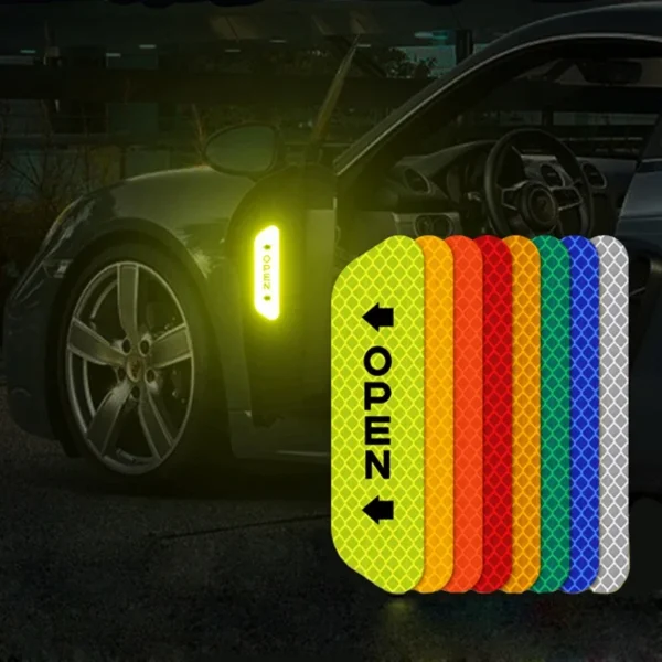 4PCS Reflective Warning Tape for Car Door Safety Open Stickers Improve Night Protective Strips Car Accessories Decoration