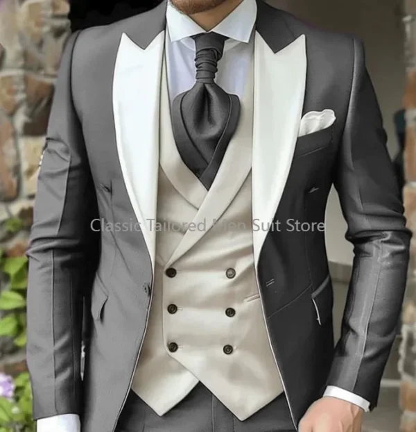 Elegant Wedding 3 Piece Jacket Pants Vest Full Set Luxury Single Breasted Peak Lapel Purple Male Clothing Men's Suits Blazer - Image 5