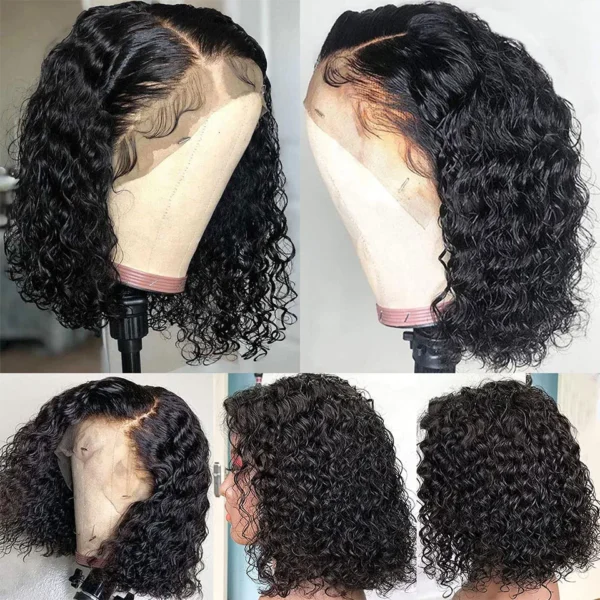 Short Bob Glueless Wigs Deep Wave Glueless Human Hair Ready To Wear 180% Pre Cut Lace 4x4 13x4 Culry Lace Front Human Hair Black - Imagem 34