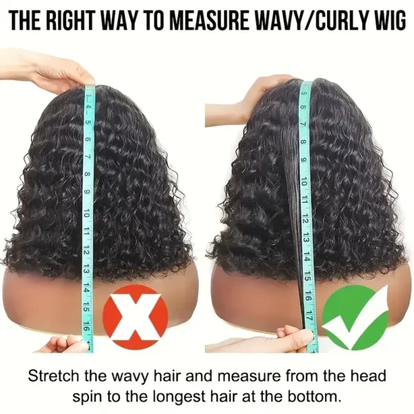 Short Bob Glueless Wigs Deep Wave Glueless Human Hair Ready To Wear 180% Pre Cut Lace 4x4 13x4 Culry Lace Front Human Hair Black - Imagem 6
