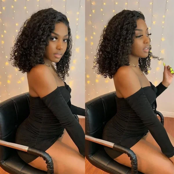 200% Short Curly Bob Wigs Lace Front Human Hair Wigs 13x4 4x4 Deep Wave Lace Frontal Wigs 100% Human Hair Brazilian Hair 14 Inch - Imagem 12