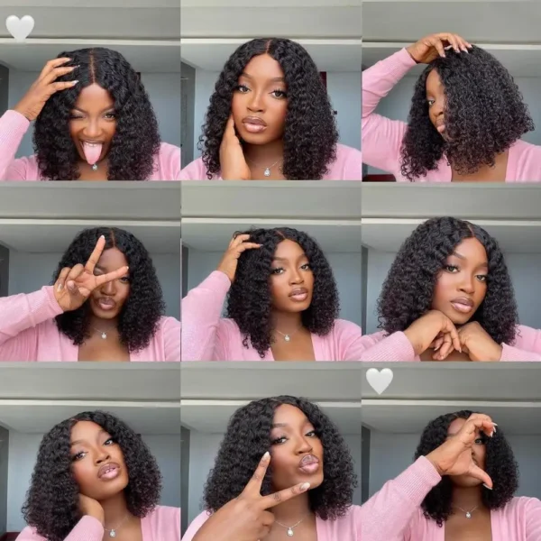 Short Bob Glueless Wigs Deep Wave Glueless Human Hair Ready To Wear 180% Pre Cut Lace 4x4 13x4 Culry Lace Front Human Hair Black - Imagem 22