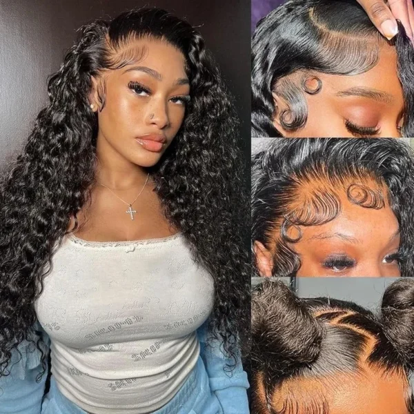 250 Density Deep Wave Lace Front Wig 13x6 Hd Lace Frontal Wig 4x4 13x4 Curly Human Hair Wigs For Women 360 Pre Plucked Lace Wig - Imagem 9