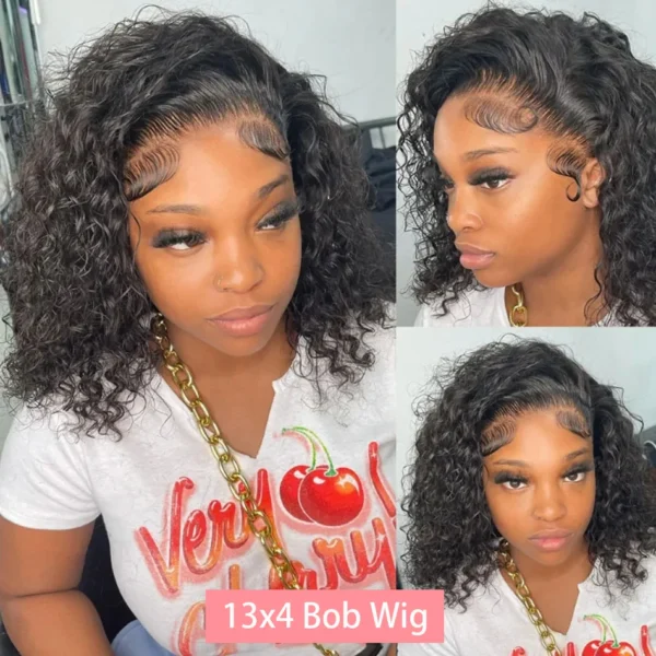 200% Short Curly Bob Wigs Lace Front Human Hair Wigs 13x4 4x4 Deep Wave Lace Frontal Wigs 100% Human Hair Brazilian Hair 14 Inch - Imagem 16