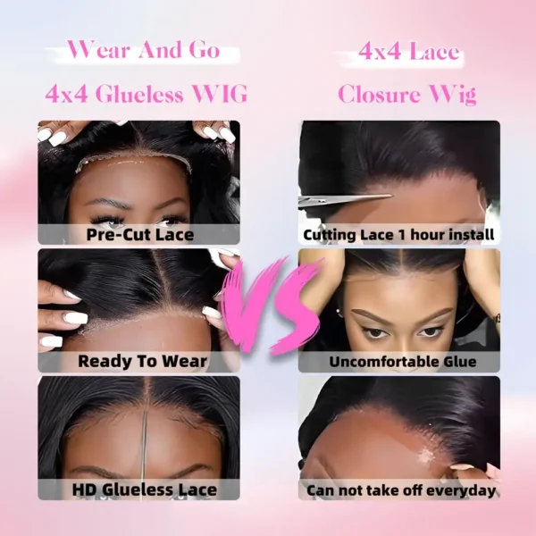 Short Bob Glueless Wigs Deep Wave Glueless Human Hair Ready To Wear 180% Pre Cut Lace 4x4 13x4 Culry Lace Front Human Hair Black - Imagem 17