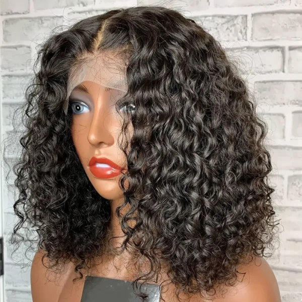 Short Bob Glueless Wigs Deep Wave Glueless Human Hair Ready To Wear 180% Pre Cut Lace 4x4 13x4 Culry Lace Front Human Hair Black - Imagem 33