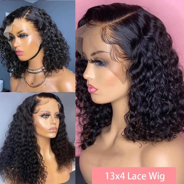 200% Short Curly Bob Wigs Lace Front Human Hair Wigs 13x4 4x4 Deep Wave Lace Frontal Wigs 100% Human Hair Brazilian Hair 14 Inch - Imagem 9