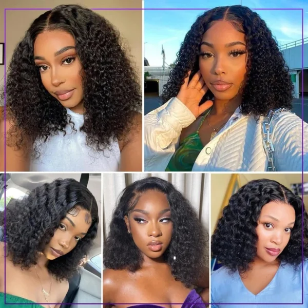 200% Short Curly Bob Wigs Lace Front Human Hair Wigs 13x4 4x4 Deep Wave Lace Frontal Wigs 100% Human Hair Brazilian Hair 14 Inch - Imagem 17