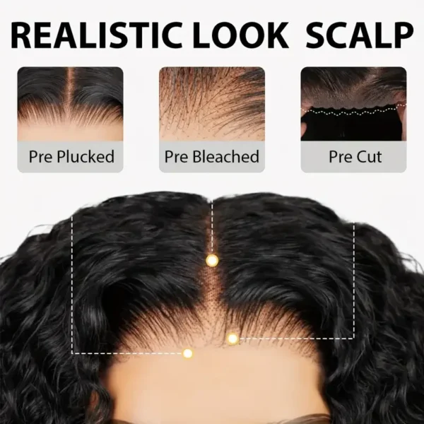 Short Bob Glueless Wigs Deep Wave Glueless Human Hair Ready To Wear 180% Pre Cut Lace 4x4 13x4 Culry Lace Front Human Hair Black - Imagem 4