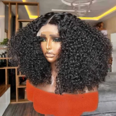 Curly Short Bob Wigs Brazilian Human Hair 13X4 Transparent Lace Front Wigs Deep Wave Bob Wigs Human Hair 250% Density For Women