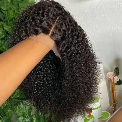 Short Bob Glueless Wigs Deep Wave Glueless Human Hair Ready To Wear 180% Pre Cut Lace 4×4 13×4 Culry Lace Front Human Hair Black
