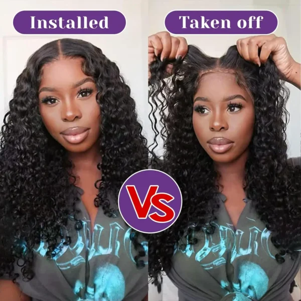 Short Bob Glueless Wigs Deep Wave Glueless Human Hair Ready To Wear 180% Pre Cut Lace 4x4 13x4 Culry Lace Front Human Hair Black - Imagem 27