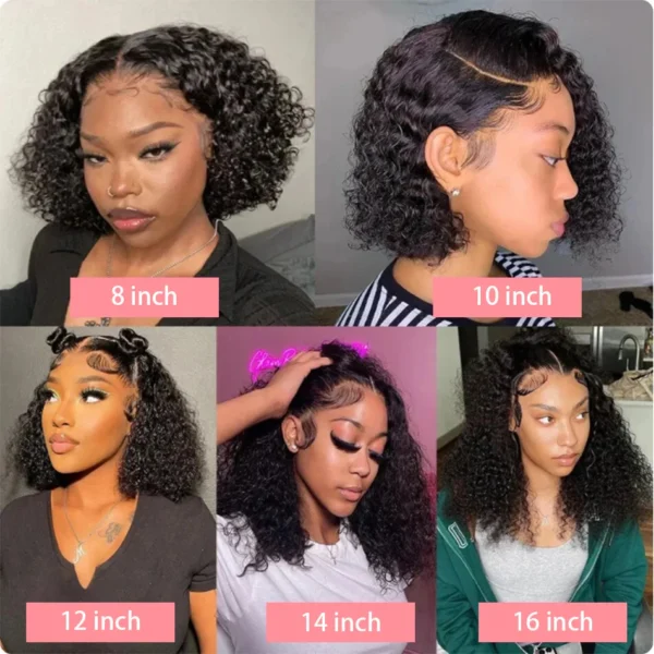 200% Short Curly Bob Wigs Lace Front Human Hair Wigs 13x4 4x4 Deep Wave Lace Frontal Wigs 100% Human Hair Brazilian Hair 14 Inch - Imagem 18