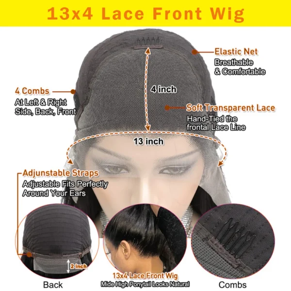 Short Bob Glueless Wigs Deep Wave Glueless Human Hair Ready To Wear 180% Pre Cut Lace 4x4 13x4 Culry Lace Front Human Hair Black - Imagem 9