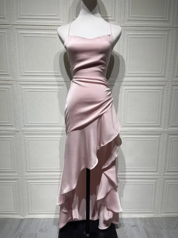 New in Summer Elegant Spaghetti Strap Satin Split Maxi Dress Women Sexy Backless Bodycon Party Evening Dress Summer Hol - Imagem 22