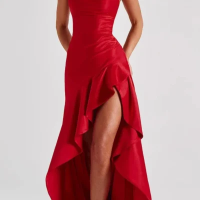 New in Summer Elegant Spaghetti Strap Satin Split Maxi Dress Women Sexy Backless Bodycon Party Evening Dress Summer Hol