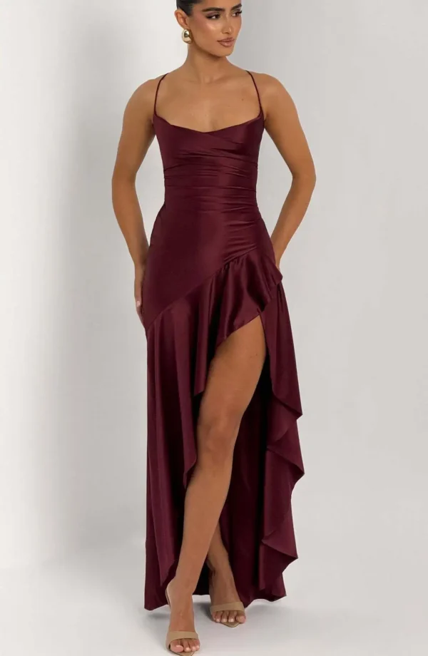Sexy Satin Club Evening Party Dresses 2025 Summer Women Clothing Elegant Ruffle Irregular Backless Bandage Long Maxi Dress - Imagem 31