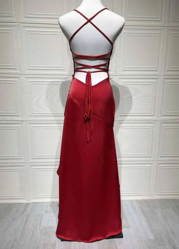 Sexy Satin Club Evening Party Dresses 2025 Summer Women Clothing Elegant Ruffle Irregular Backless Bandage Long Maxi Dress - Imagem 58