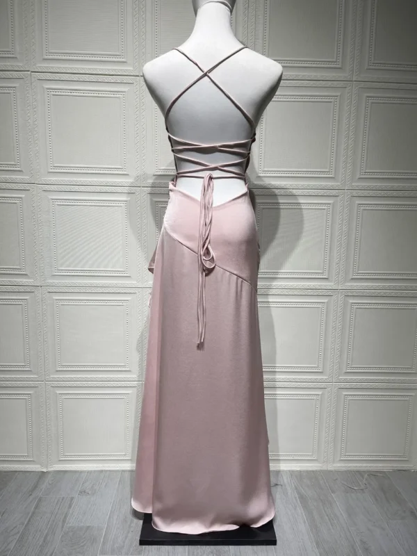 New in Summer Elegant Spaghetti Strap Satin Split Maxi Dress Women Sexy Backless Bodycon Party Evening Dress Summer Hol - Imagem 23