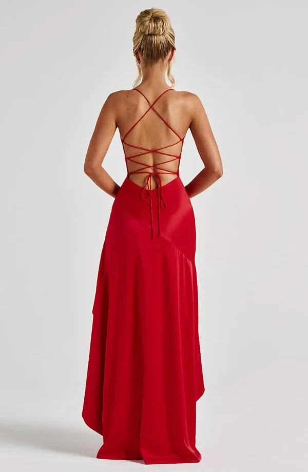 Sexy Satin Club Evening Party Dresses 2025 Summer Women Clothing Elegant Ruffle Irregular Backless Bandage Long Maxi Dress - Imagem 15