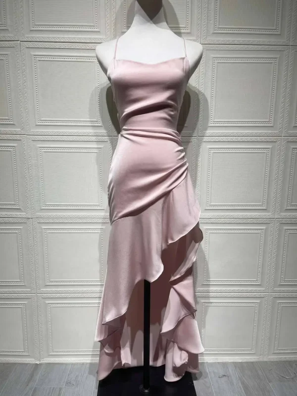 Sexy Satin Club Evening Party Dresses 2025 Summer Women Clothing Elegant Ruffle Irregular Backless Bandage Long Maxi Dress - Imagem 55