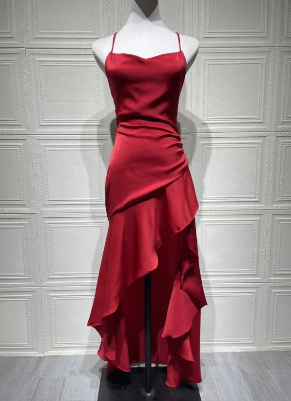New in Summer Elegant Spaghetti Strap Satin Split Maxi Dress Women Sexy Backless Bodycon Party Evening Dress Summer Hol - Imagem 24