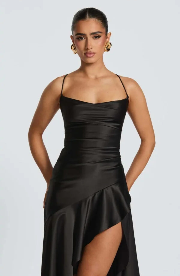 Sexy Satin Club Evening Party Dresses 2025 Summer Women Clothing Elegant Ruffle Irregular Backless Bandage Long Maxi Dress - Imagem 43