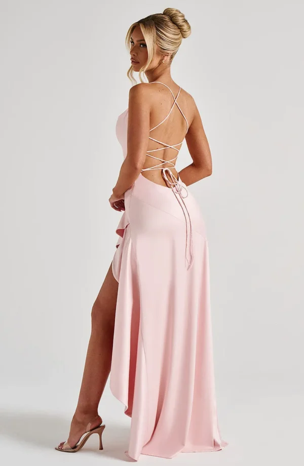 Sexy Satin Club Evening Party Dresses 2025 Summer Women Clothing Elegant Ruffle Irregular Backless Bandage Long Maxi Dress - Imagem 23