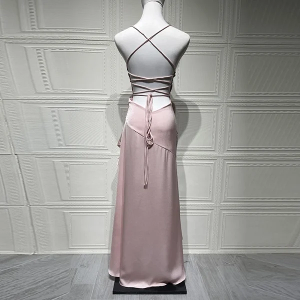 Banquet Luxury Irregular Solid Prom Gown Temperament High Waist Sleeveless Satin Dress Sexy Off Shoulder Slim Halter Long Robes - Imagem 20