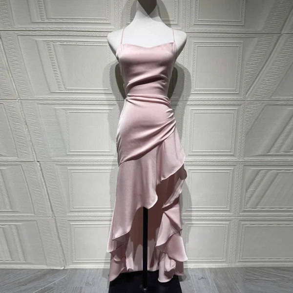 Banquet Luxury Irregular Solid Prom Gown Temperament High Waist Sleeveless Satin Dress Sexy Off Shoulder Slim Halter Long Robes - Imagem 19