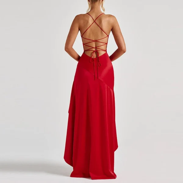 Banquet Luxury Irregular Solid Prom Gown Temperament High Waist Sleeveless Satin Dress Sexy Off Shoulder Slim Halter Long Robes - Imagem 11