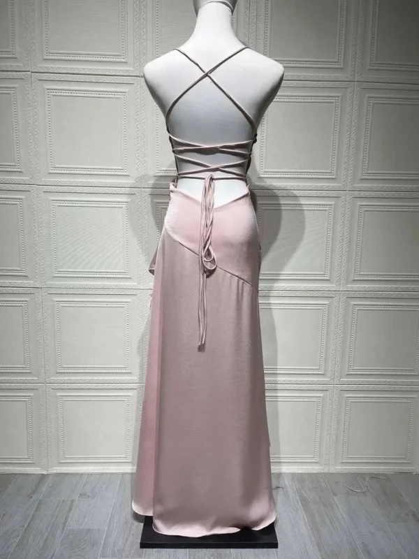 Sexy Satin Club Evening Party Dresses 2025 Summer Women Clothing Elegant Ruffle Irregular Backless Bandage Long Maxi Dress - Imagem 56